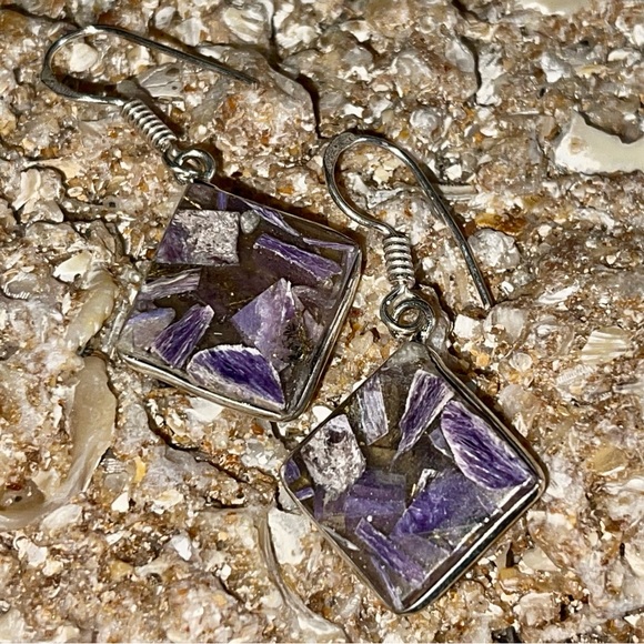 Charoite in Copper Earrings 1 1/2” - Picture 9 of 14